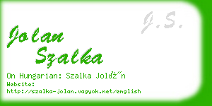 jolan szalka business card